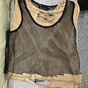 Distressed Mesh Crop Top